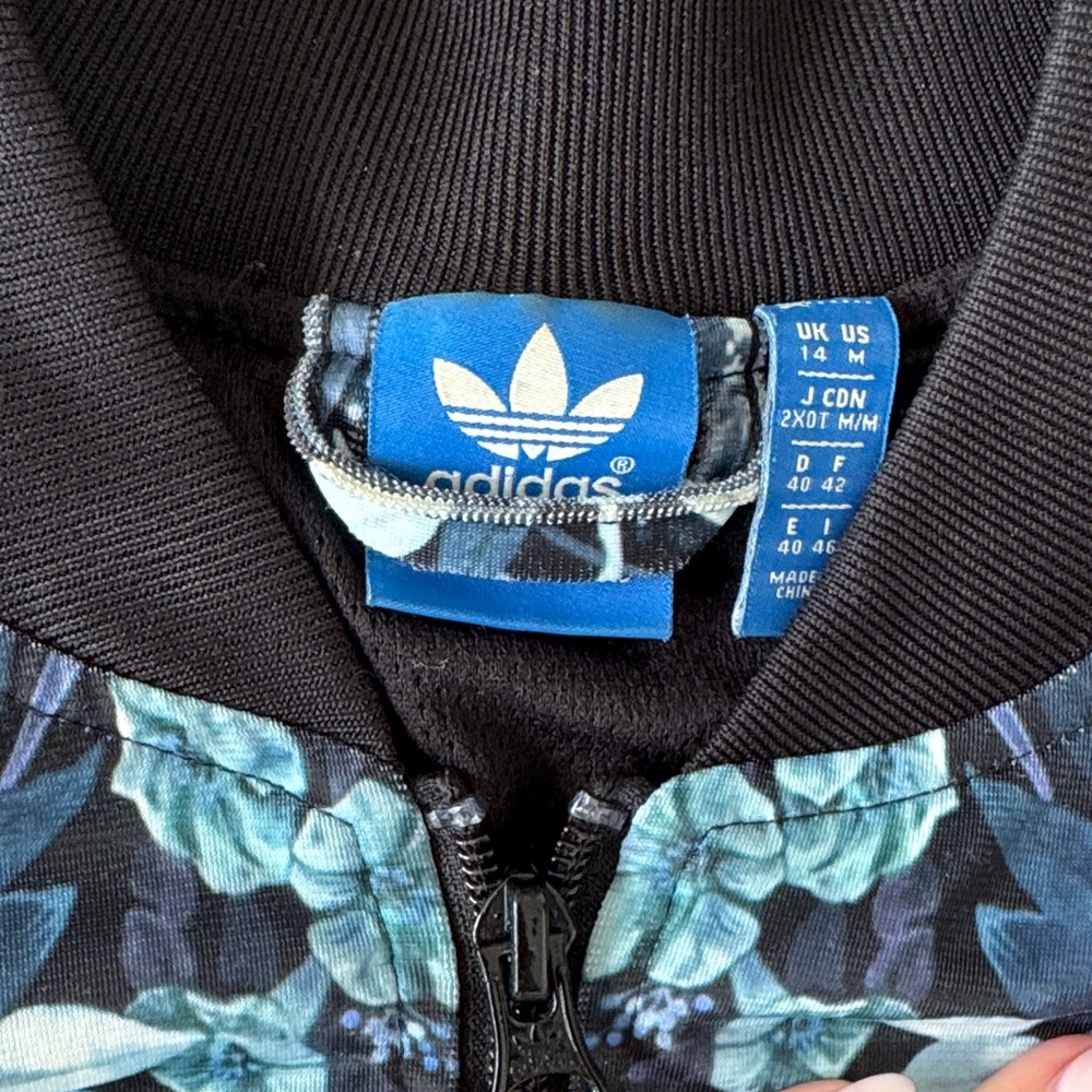 Adidas Blue Floral Print Jacket - Picture 4 of 4